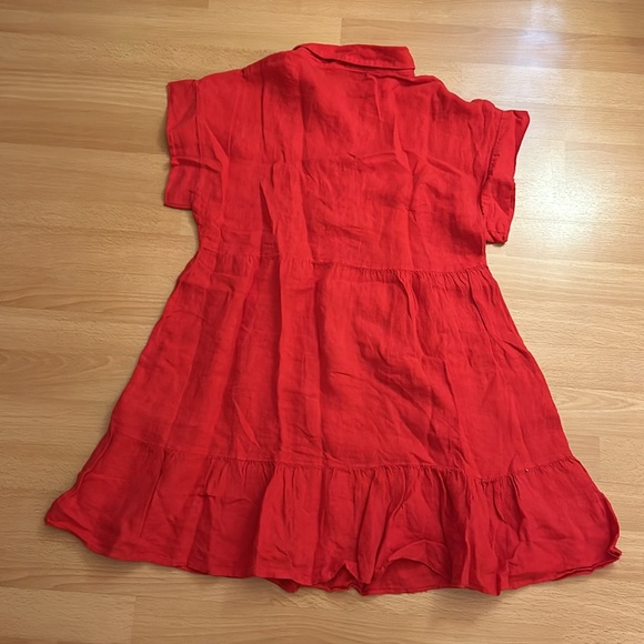 Zara red linen button down mini dress size extra small - Picture 3 of 6